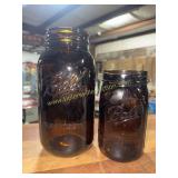 2 amber Ball canning jars