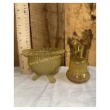 Yellow satin Gypsy kettle and crackle glass