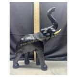 Vintage black leather wrapped elephant statue