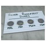 4 Silver Roosevelt dimes