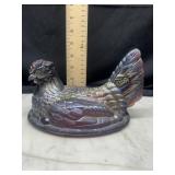 Vintage Ruby carnival hen on nest lid- lid only
