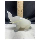 Carved white onyx elephant