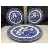3pcs vintage blue willow dishes