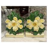 Pair of vintage 1990s magnolia bookends
