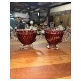 Cranberry and clear candlewick style cream and