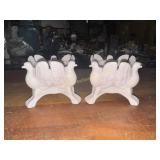Pair of pink milk glass bird candle holders