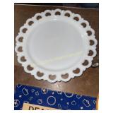 Lace edge milk glass platter