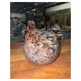 Hand blown art glass chicken murano style