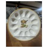 Vintage plastic egg plate with fondue and
