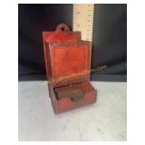Vintage red tin match holder