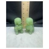 Pair of vintage jadeite glass foo dogs / Chinese