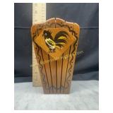 Vintage Woodpecker wood ware rooster knife block