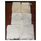3 pair of vintage embroidered and crochet pillow