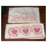 2 hand crocheted pillow cases- some discoloration