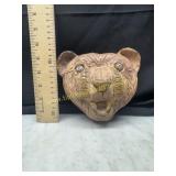 Hand sculpted terracotta bear head