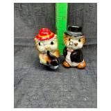 Vintage kitschy anthropomorphic owl salt and pepper shakers