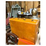 Tan Luggage Suitcase with Metal Hardware and Handle