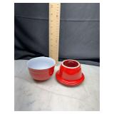 Emile Henry ceramic red butter crock