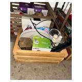 Assorted Household Goods and Electronics in Wooden Crate
