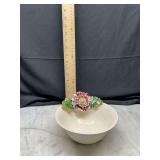 Ceramic decorative bowl with floral accent