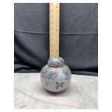 hand painted porcelain ginger jar with lid