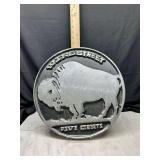 Wing Street Five Cents metal buffalo sign