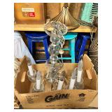 Clear Glass Five-Light Chandelier with Hanging Chain