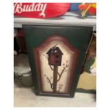 Painted birdhouse wooden panel