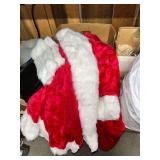 Red and White Plush Santa Claus Costume Set with Hat and Belt