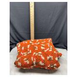 Crocheted granny square blanket orange and brown