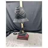 Novelty cat lamp with woven shade