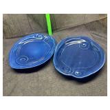 Pair of USA pottery blue dishes