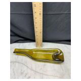 Flattened glass wine bottle spoon rest
