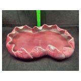 Mid century artistic California pottery pink leaf bowl