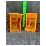 Vintage live edge novelty Native American salt and pepper shakers