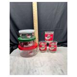 christmas goose canister and glass set 6pc