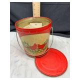 Christmas tin pail with buttons