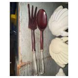 Salad servers with sterling handles