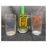 3 vintage glasses Shelby co schools and Memphis hotel
