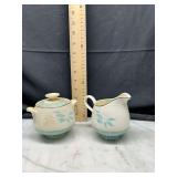 cream and sugar set blue floral ceramic