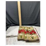 floral tapestry table runner and white linens