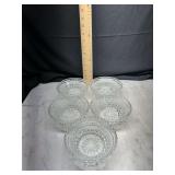 Set of 5 clear pressed glass berry bowls