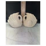 2 vintage pottery swan planters