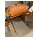 Oak upholstered footstool