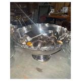 Silver plated footed punchbowl with 7 cups and ladle