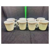 Set of 8 pyrex butterfly gold coffee mugs