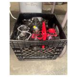 Milk crate and bottles
