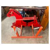 Vintage red painted wooden wonder horse spring action rocking horse