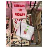 Reserved for Rudolph Sign and Holiday Textiles Lot