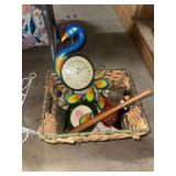 Basket with peacock thermometer